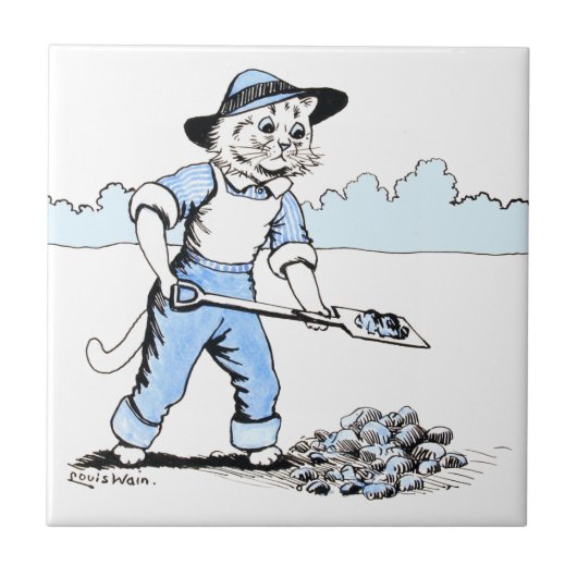 Cat Gardener, Louis Wain Tegeltje (Voorkant)