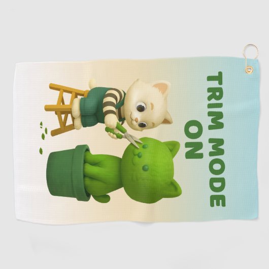 Cat Gardener Topiary Trim Mode Surreal Golfhanddoek (Horizontaal)