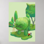 Cat Gardeners Green Topiary Animal Surreal Poster (Voorkant)