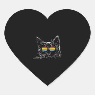 Cat Gay Pride LGBT Rainbow Sunbribribril Hart Sticker