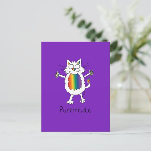 Cat Gay Pride LGBTQ Briefkaart (Staand voorkant)