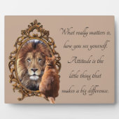 Cat Gazing Mirror Lion Inspirerend tekst  Fotoplaat (Voorkant)