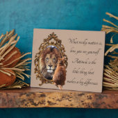 Cat Gazing Mirror Lion Inspirerend tekst  Fotoplaat (Zijkant)