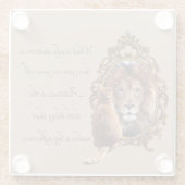 Cat Gazing Mirror Lion Inspirerend tekst  Glazen Onderzetter (Achterkant)