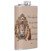 Cat Gazing Mirror Lion Inspirerend tekst  Heupfles (Rechts)