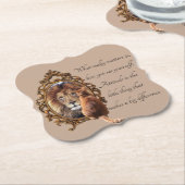 Cat Gazing Mirror Lion Inspirerend tekst  Kartonnen Onderzetters (Gekanteld)