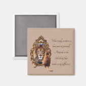 Cat Gazing Mirror Lion Inspirerend tekst Magneet (Voorkant / Achterkant)