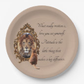 Cat Gazing Mirror Lion Inspirerend tekst  Papieren Bordje (Voorkant)