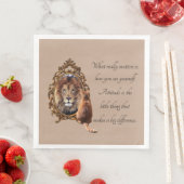 Cat Gazing Mirror Lion Inspirerend tekst  Servet (Insitu)