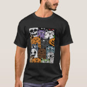Cat Gedrukt Halloween Design Spooky Skull Skeleton T-shirt (Voorkant)