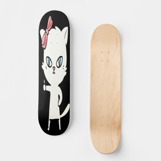 Cat geeft duim op symbool persoonlijk skateboard (Voorkant)