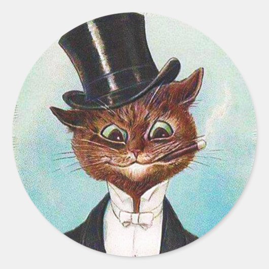 Cat Gentleman, Louis Wain Ronde Sticker (Voorkant)