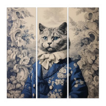  Cat Gentleman Toile de Jouy Chaton Noble