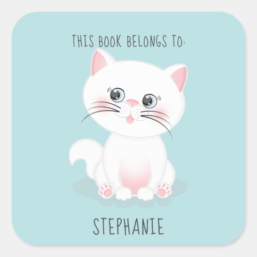 Cat Gesponnen-effect Dag Dit boek behoort tot Vierkante Sticker (Voorkant)