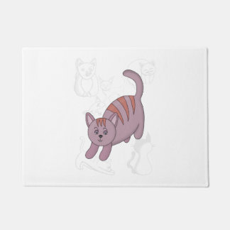 Cat getting ready to jump duvet cover deurmat