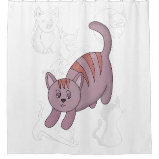 Cat getting ready to jump duvet cover douchegordijn