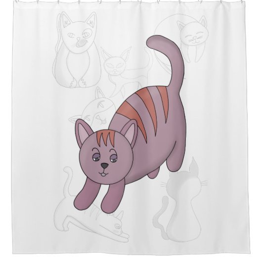 Cat getting ready to jump duvet cover douchegordijn (Voorkant)