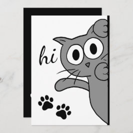 Cat Gezegde Hi Hallo Paw Print Gray Flat Card Kaart