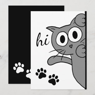Cat Gezegde Hi Hallo Paw Print Gray Flat Card Kaart