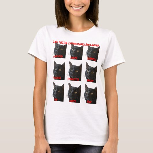 CAT gezichtsuitdrukkingen uitgelegd grafiek uitges T-shirt (Voorkant)