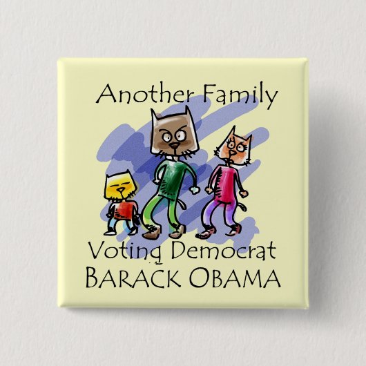 CAT-GEZINSEERDE STEMMING DEMOCRAT VIERKANTE BUTTON 5,1 CM (Voorkant)