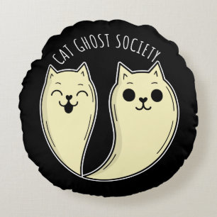 Cat Ghost Society Spooky Funny Pet Halloween Rond Kussen