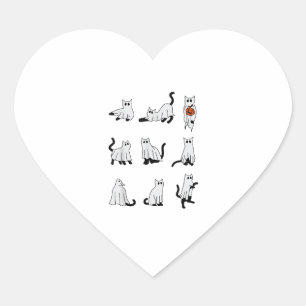 Cat Ghost Spooky Schattige Halloween voor Mannen V Hart Sticker