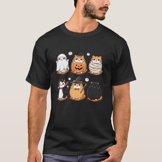 Cat Ghost Witch Boo Jee Vampire Mummy Pumpkin Cat T-shirt (Voorkant)