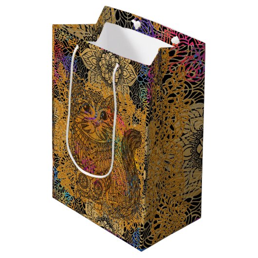 Cat Gift Bag Medium Cadeauzakje (Voorkant Gekanteld)