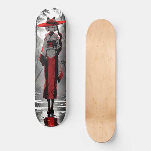 cat girl anime fan art persoonlijk skateboard (Voorkant)
