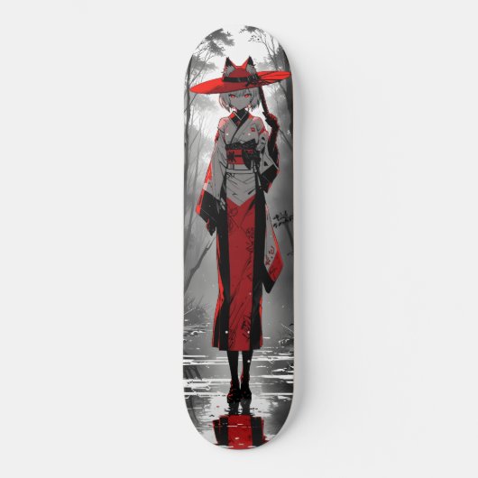 cat girl anime fan art persoonlijk skateboard (Voorkant)