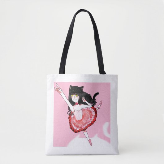 Cat Girl Ballerina Tote Bag (Voorkant)