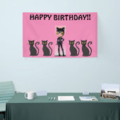 CAT GIRL BIRTHDAY BANNER, PERSONALIZE SPANDOEK (Beurs)