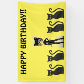 CAT GIRL BIRTHDAY BANNER, PERSONALIZE SPANDOEK (Verticaal)
