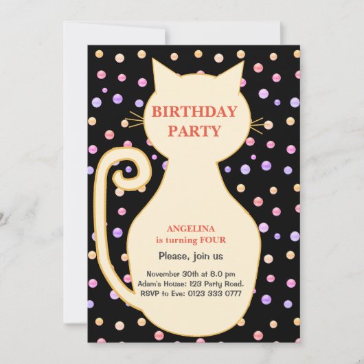 Cat Girl Birthday Uitnodiging (Voorkant)