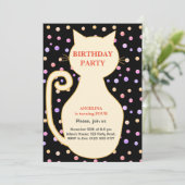 Cat Girl Birthday Uitnodiging (Staand voorkant)