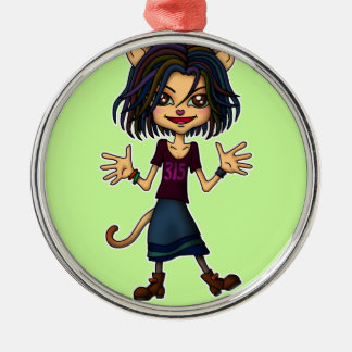 cat girl metalen ornament