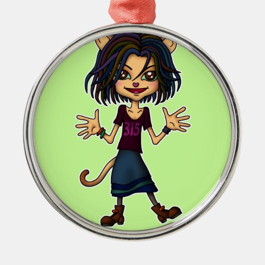 cat girl metalen ornament (Voorkant)