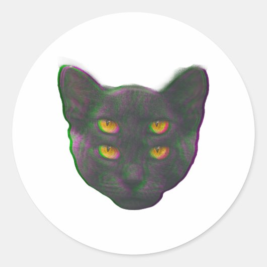 Cat Glitch Vaporwave Weird Dream Kat Ronde Sticker (Voorkant)