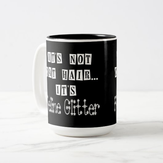 Cat Glitter Humor Two-Tone Koffee Mok (Voorkant links)