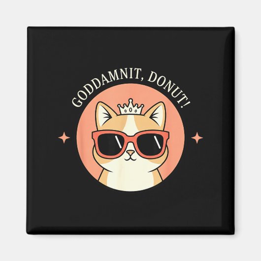 Cat - Godit, Donut! Sy Retro Cat Lover Design  Magneet (Voorkant)