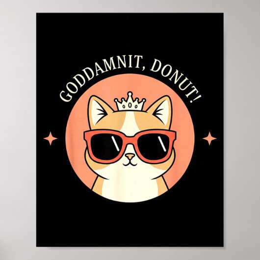 Cat - Godit, Donut! Sy Retro Cat Lover Design  Poster (Voorkant)
