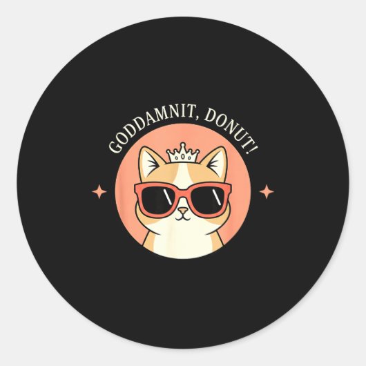 Cat - Godit, Donut! Sy Retro Cat Lover Design  Ronde Sticker (Voorkant)