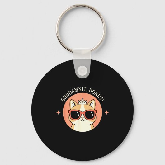 Cat - Godit, Donut! Sy Retro Cat Lover Design Sleutelhanger (Voorkant)