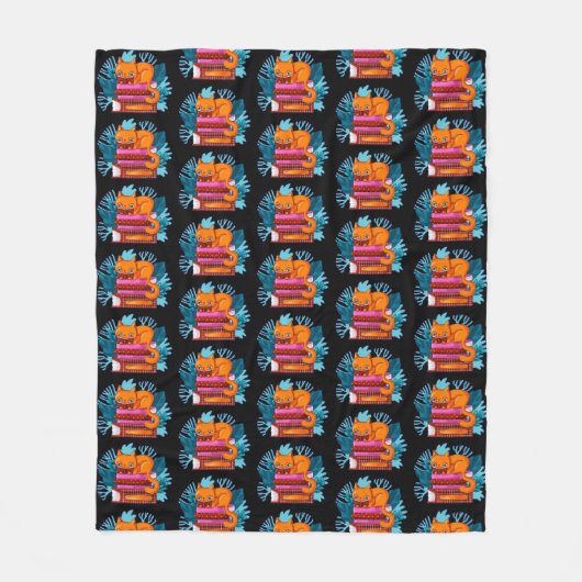 Cat goedgekeurd boeken patroon fleece deken (Voorkant)