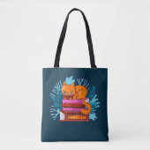 Cat goedgekeurde boeken Blauwgroen Tote Bag (Voorkant)
