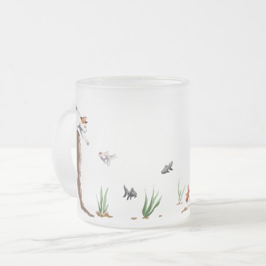 Cat Going Gevist doorschijnende Frosted Mok (Voorkant links)