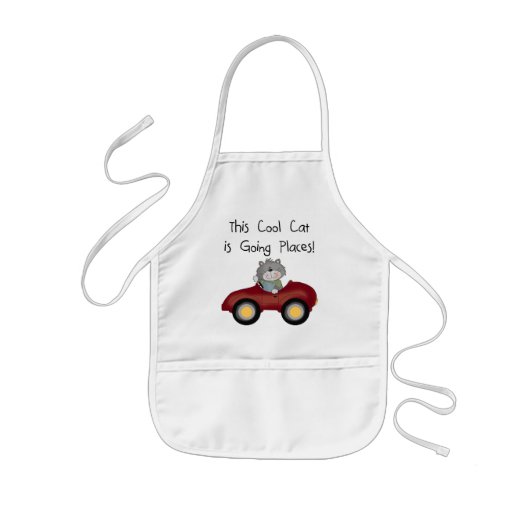 Cat Going Plaatsen Rode Auto shirts en Geschenken Kinder Schort (Voorkant)