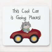 Cat Going Plaatsen Rode Auto shirts en Geschenken Muismat (Voorkant)