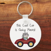 Cat Going Plaatsen Rode Auto shirts en Geschenken Sleutelhanger (Voorkant)